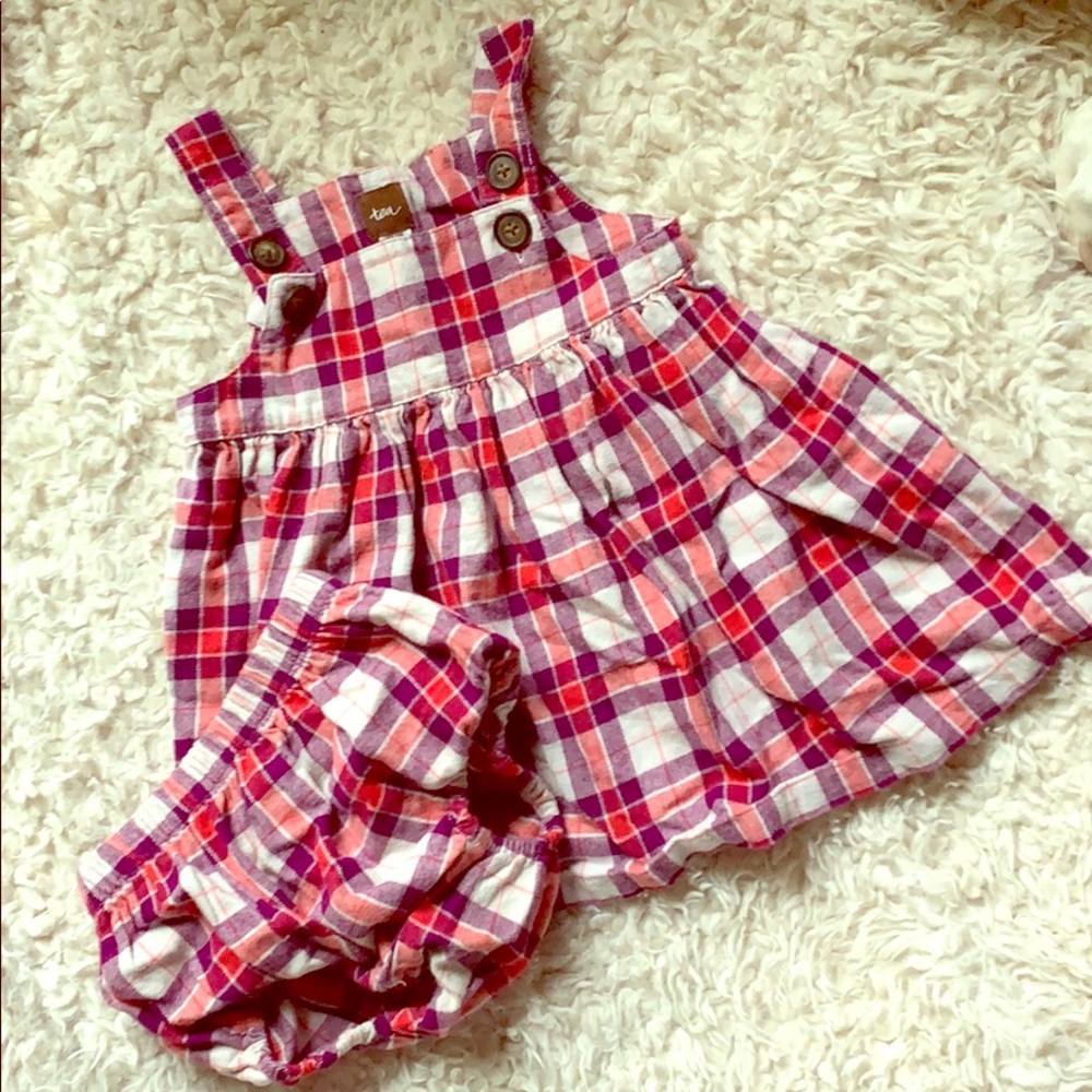 Tea Plaid dress and bloomers